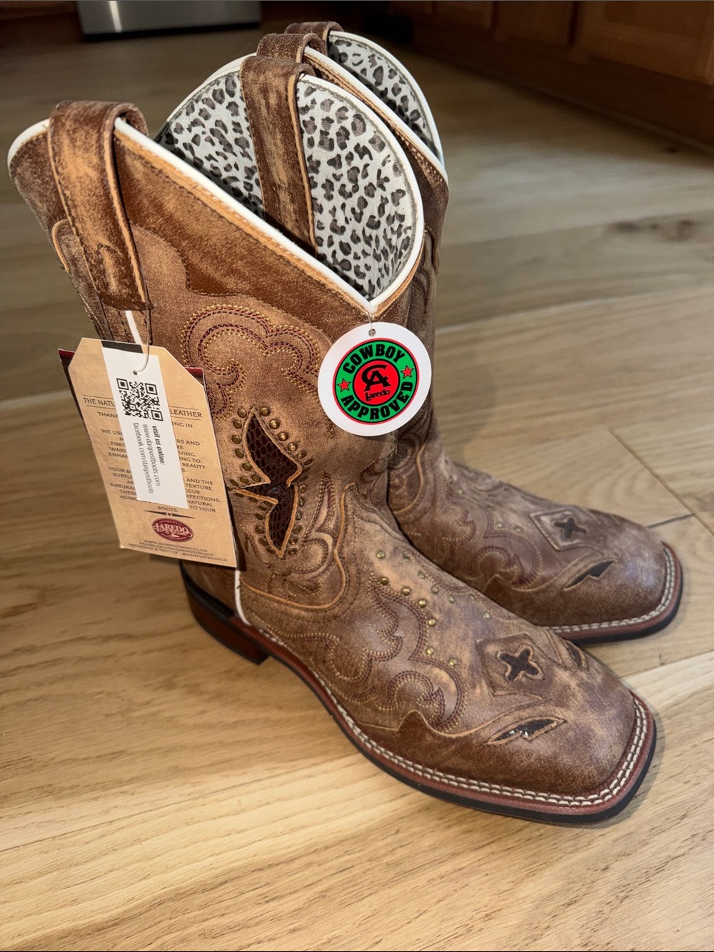 Laredo Embroidered Brown Leather Western Boots